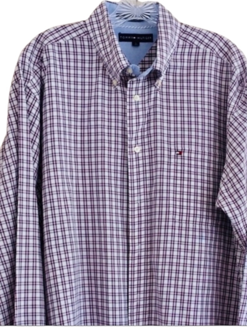 TOMMY HILFIGER Plaid Shirt Red Blue Button Up Heritage 90’s Vintage Prep Large
